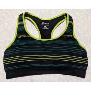 Jockey Racerback Sports Bra Medium Black Green Yellow